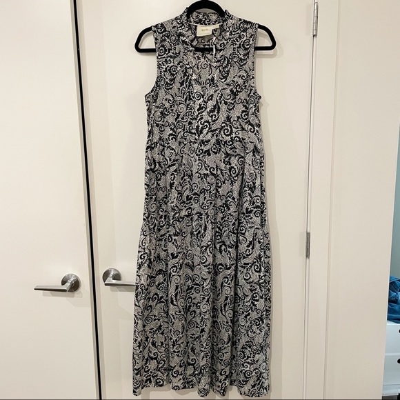 Anthropologie MAEVE Marya Tiered Maxi Dress black and white Paisley Size XS - Picture 5 of 15